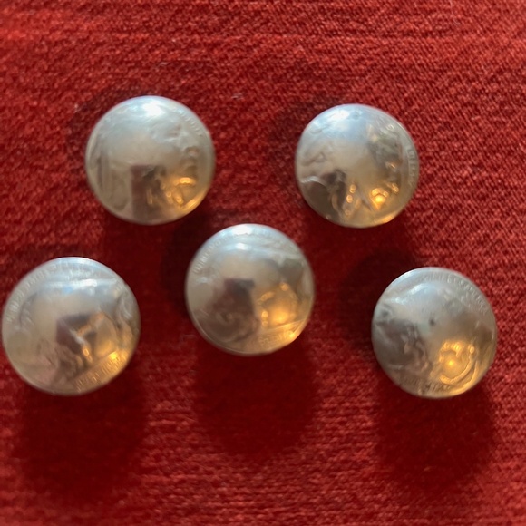 Nickel Buffalo (3) & Indian (2) Button Covers Set of Five - Picture 1 of 5